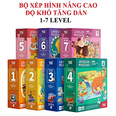 Bộ xếp hình nâng cao 7 cấp độ 17 chủ đề cho trẻ từ 12 tháng tuổi trở lên chính hãng TOI WORLD Advanded Puzzle 7 Level