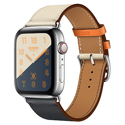 Dây đeo thay thế cho Apple Watch da 2 màu cao cấp_- Trắng Xanh _ 44mm