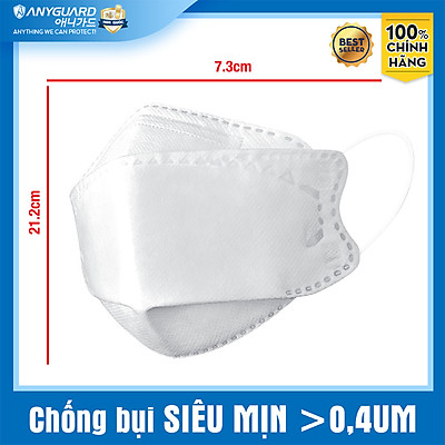 ComBo 10 Chiếc Khẩu Trang KF94 - Form 3D Cao Cấp Chống Bụi Siêu Mịn 0.4um Anyguard Chính Hãng - 4 Lớp Bảo Vệ Tối Ưu Dành Cho Người Lớn - ISO 9001:2015, ISO 13485:2016, QCVN 01:2017/BTC