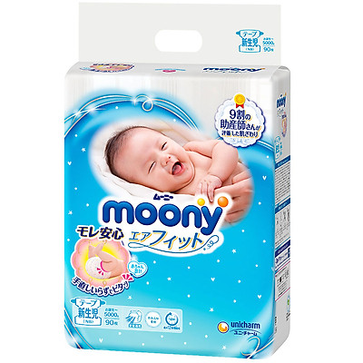 Tã Dán Sơ Sinh Cao Cấp Moony Nhật Bản NB90 (90 Miếng)