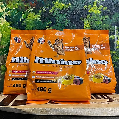 Hạt Minino cho mèo 480g vị cá ngừ