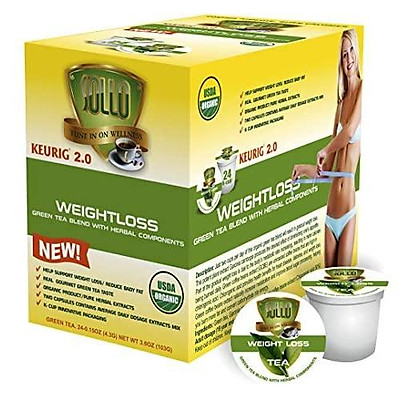 SOLLO Organic Green Tea Pods Compatible With 2.0 K-Cup Keurig Brewers Weight Loss Control Suppresses Appetite Slimming Tea by USDA 24 Count per pack.