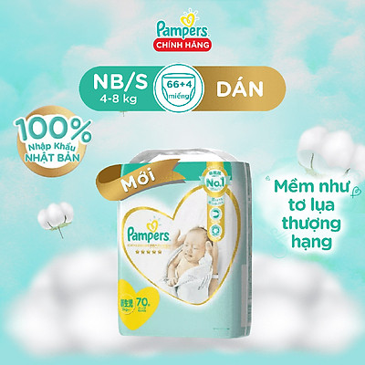 Tã/ Bỉm Dán PAMPERS Nội Địa Nhật Bản Size NB(70 miếng, dưới 5kg)/ S(64 miếng, 4-8kg)/ M(52 miếng, 6-11kg)/ L(42 miếng, 9-14kg), Cao Cấp Thượng Hạng