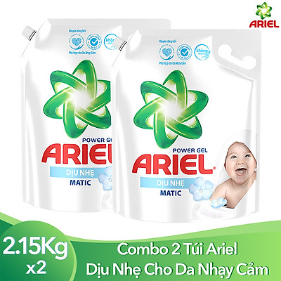 Combo 2 Túi Nước Giặt Ariel Dịu Nhẹ Cho Da Nhạy Cảm (2.15kg/ Túi) - Mềm mại ngát hương - An toàn cho da em bé