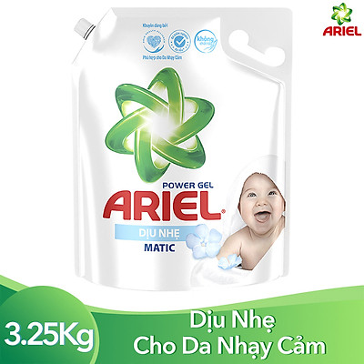 Nước Giặt Ariel Dịu Nhẹ Cho Da Nhạy Cảm Dạng Túi 3.25kg - Mềm mại ngát hương - An toàn cho da em bé