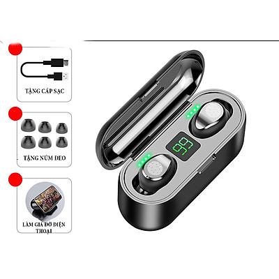 Tai Nghe Bluetooth True Wireless AMOI F9 5.0 Cảm Ứng Vân Tay, Nâng Cấp Dock Sạc có Led Báo Pin Kép - Hàng Nhập Khẩu