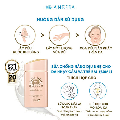 Sữa chống nắng dịu nhẹ cho da nhạy cảm và trẻ em Anessa SPF 50+ PA++++ 60ml