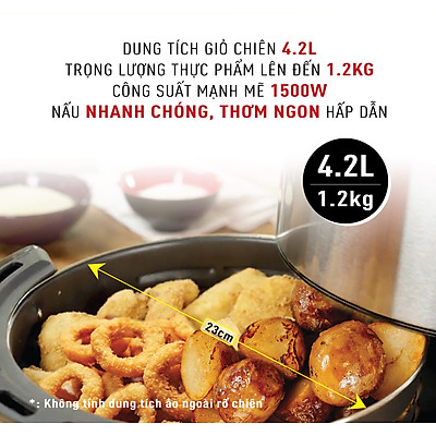 Nồi chiên không dầu Tefal EY201D15 - 4.2L - Vỏ thép không rỉ - Công nghệ luân chuyển khí nóng 3D không cần trở - Hàng chính hãng