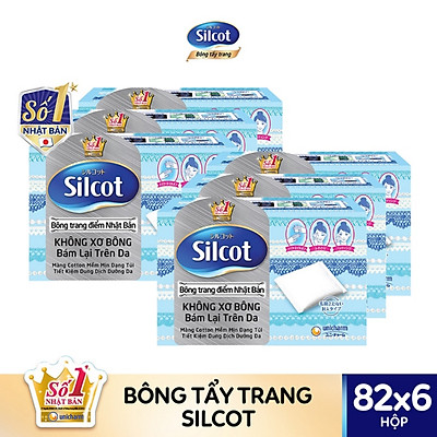 Combo 6 hộp bông tẩy trang Silcot (82 miếng/hộp)