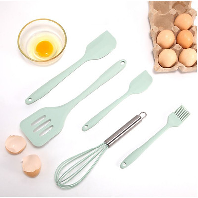 Bộ Dụng Cụ Làm Bánh 5 Món Silicone Cao Cấp Cho Nhà Bếp - Tặng Set 5 Kẹp Miệng Túi