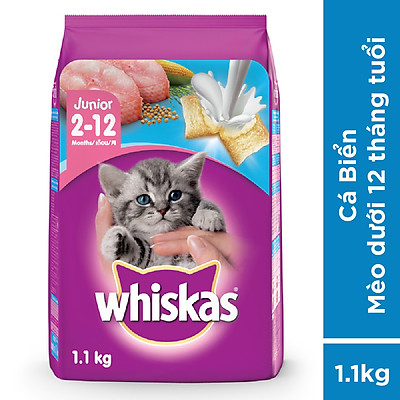 Thức ăn mèo con Whiskas vị cá biển & sữa 1.1kg