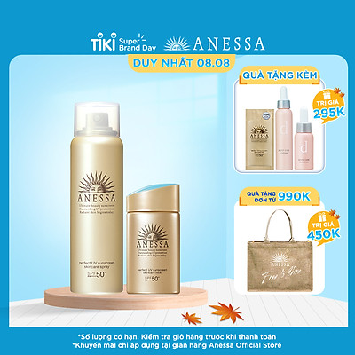 Combo Kem chống nắng dưỡng da dạng sữa Anessa Milk SPF 50+ PA++++ 60ml và Kem chống nắng dưỡng da dạng xịt Anessa Spray 60g