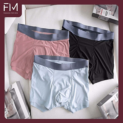 HỘP 3 QUẦN LÓT BOXER NAM TRƠN CHẤT COTTON BO LƯNG THOẢI MÁI, 3 MÀU NGẪU NHIÊN - FORMENSHOP - FM2QS015