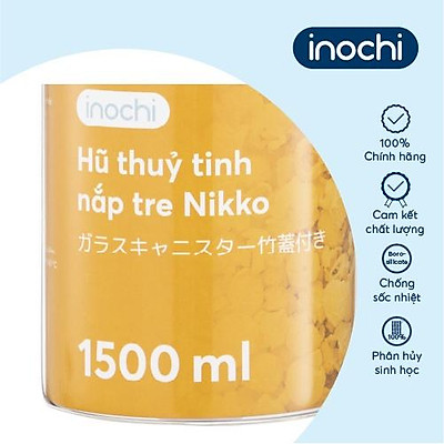 Hũ thuỷ tinh nắp tre inochi - Nikko 1500ml