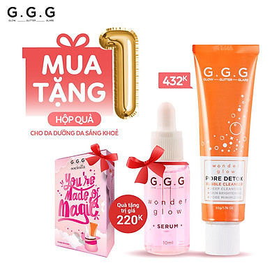 GGG - Combo Sữa Rửa Mặt Sủi Bọt Thải Độc Sạch Sâu 50G và Pink Serum 10ML