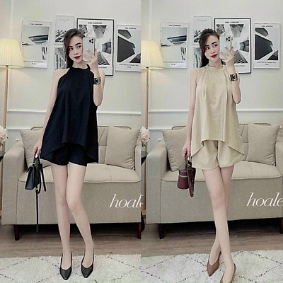 Set đồ nữ đũi, bộ đồ nữ hè áo yếm quần short cá tính