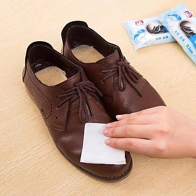 Gói 10 giấy lau giày mini bỏ túi