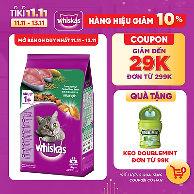 Thức ăn mèo Whiskas vị cá ngừ túi 1.2kg