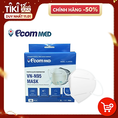 Khẩu Trang N95 EcomMed (Hộp 10 cái)