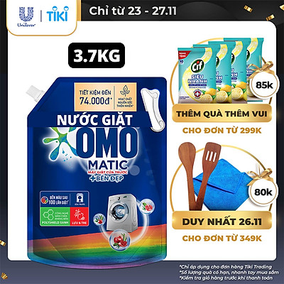 Nước giặt Túi 3.7kg OMO Matic Cho máy giặt cửa trước Cửa Trước Bền Màu Bền màu tinh chất Lựu Tre