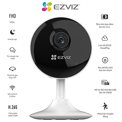 Camera wifi Ezviz mini CS-C1C-B Full HD 1080P Chính hãng chuẩn nén H265 mới , Đàm Thoại 2 Chiều Tích Hợp Chế Độ Nhà Thông Minh - Hàng Chính Hãng - Camera
