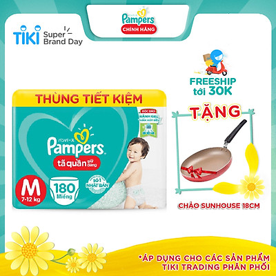 Thùng Tã Quần Pampers Giữ Dáng Megabox - Tặng Chảo Sunhouse 18cm