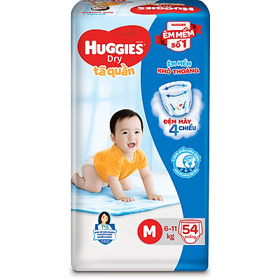 Combo 3 Gói Tã Quần Huggies Dry Gói Đại M54 (54 Miếng)