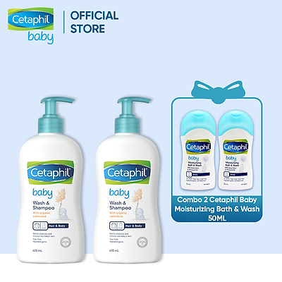 Tặng 02 chai sữa tắm Baby 50ml/chai] Combo 2 Sữa tắm gội dịu nhẹ cho bé  Cetaphil Baby Wash & Shampoo with Organic Calendula 400ml/chai | Cetaphil  Official Store | Tiki