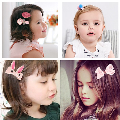 Phụ kiện tóc cho bé phong cách Hàn Quốc 17 món kèm hộp, giao màu ngẫu nhiên+ Tặng kèm hình dán nam châm hình que kem cho bé