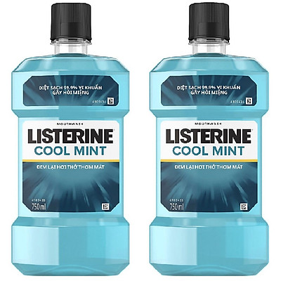 Combo 2 Nước Súc Miệng Hương Bạc Hà Listerine Cool Mint (750ml/Chai)