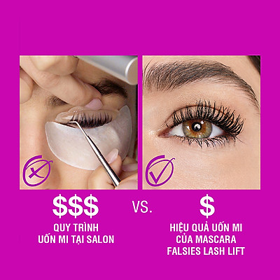 Mascara Uốn, Làm Dày và Dài Mi Tức Thì Maybelline Falsies Lash Lift không lem không trôi Waterproof 8.6ml