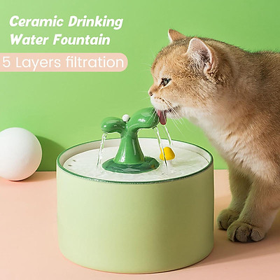 cat drinking fountain ceramic