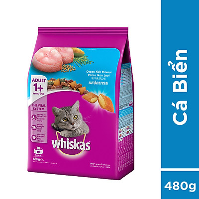 Thức ăn mèo Whiskas vị cá biển túi 480g