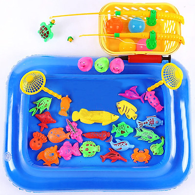Bộ đồ chơi câu cá - Hình Rổ Đựng, sinh vật biển và màu Ngẫu Nhiên