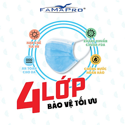 Khẩu trang y tế 4 lớp kháng khuẩn Famapro 4U (50 cái/ hộp )