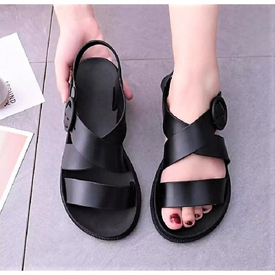  Giày Sandal Nữ Nhựa Dẻo IDEP Đi Mưa Hapu (Đen, Hồng, Kem) - GL008