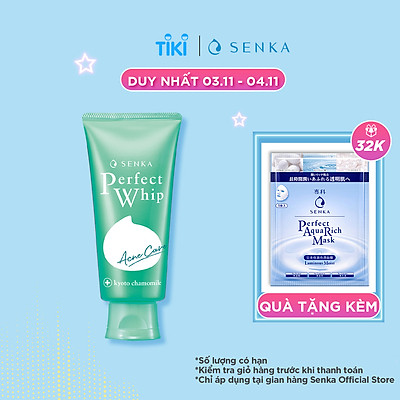 Sữa rửa mặt hỗ trợ trị mụn Senka Perfect Whip Acne Care 100g