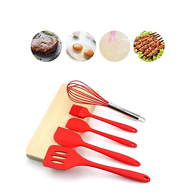 Bộ Dụng Cụ Làm Bánh 5 Món Silicone Cao Cấp Cho Nhà Bếp - Tặng Set 5 Kẹp Miệng Túi