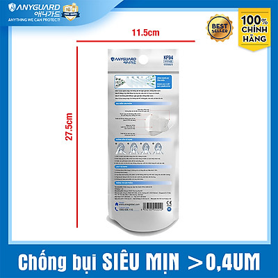 ComBo 10 Chiếc Khẩu Trang KF94 - Form 3D Cao Cấp Chống Bụi Siêu Mịn 0.4um Anyguard Chính Hãng - 4 Lớp Bảo Vệ Tối Ưu Dành Cho Người Lớn - ISO 9001:2015, ISO 13485:2016, QCVN 01:2017/BTC