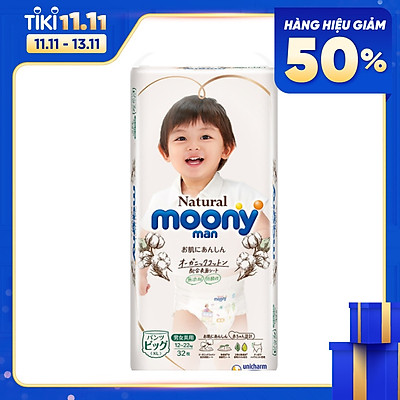 Tã Quần Moony Natural Bông Organic XL32 (32 Miếng)