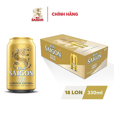 Thùng 18 Lon Bia Sài Gòn GOLD 330ml