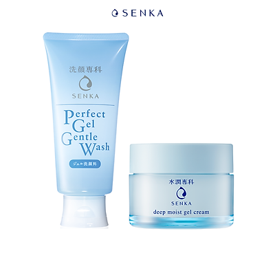 Bộ sữa rửa mặt dạng gel dịu nhẹ và Mặt Nạ Ngủ Cấp Ẩm Chuyên Sâu Senka (Senka Perfect Gel Gentle Wash và Senka Deep Moist Gel Cream 50G)