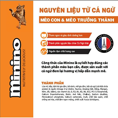 Thức ăn cho mèo Minino Tuna Flavored thùng 7,8kg (6 túi*1,3kg)