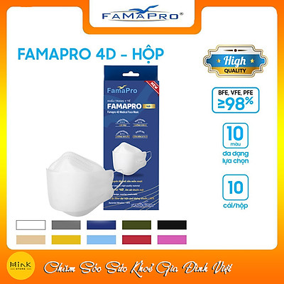 [HỘP - FAMAPRO 4D] - Khẩu trang y tế kháng khuẩn cao cấp Famapro 4D tiêu chuẩn KF94 (10 cái/ hộp)