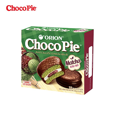 Bánh Chocopie Orion Vị Matcha Đậu Đỏ (Hộp 12 Gói)