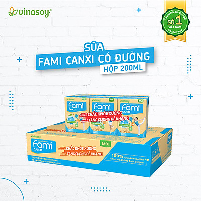 Thùng sữa đậu nành Fami Canxi Nguyên vị (200ml x 36 hộp