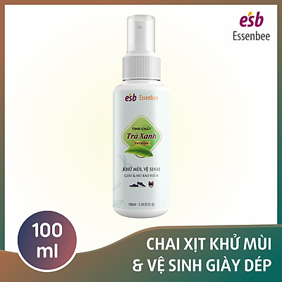 Chai xịt khử mùi giày Hương Trà Xanh - Essenbee - 100ml. Giúp vệ sinh và khử mùi giày dép hiệu quả.