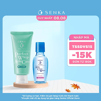 Combo Sữa rửa mặt dành cho da mụn Senka Perfect Whip Acne Care 100g + Nước tẩy trang Senka All Clear White 70ml