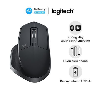 Chuột không dây Bluetooth Logitech MX Master 2s - form to, dùng mọi bề mặt, con lăn Hyperfast, sạc nhanh USB-A, phù hợp Mac/ Laptop - Hàng chính hãng