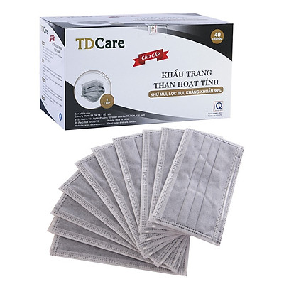 Khẩu Trang Y Tế Than Hoạt Tính TDCare 4 Lớp (40 Cái/Hộp)